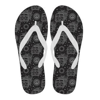 Hippie Van Peace Sign Pattern Print Men & Women Flip Flops | Newhawaiianshirts AU