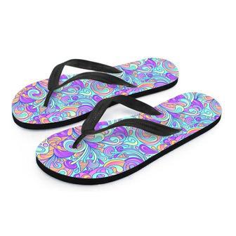 Holographic Floral Psychedelic Men's Flip Flops | Newhawaiianshirts DE