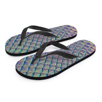 Holographic Snakeskin Print Men's Flip Flops | Newhawaiianshirts UK