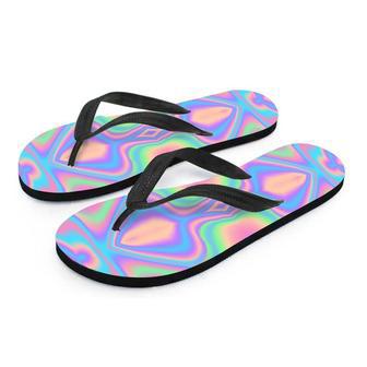 Holographic Trippy Men's Flip Flops | Newhawaiianshirts DE