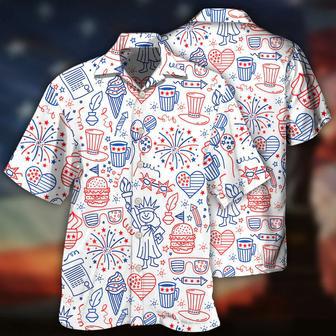 Independence Day Cool Drawing Icon All Printed Hawaiian Shirt Dilypod | Newhawaiianshirts AU