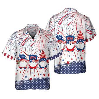 Independence Day Gnome Hawaiian Shirts, Gnome Usa All Over Printed Hawaiian Shirt Short Sleeve, Hawaii Shirt Men | Newhawaiianshirts DE