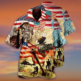 Independence Day Proud American All Printed Hawaiian Shirt, Army Hawaiian Shirt | Newhawaiianshirts AU