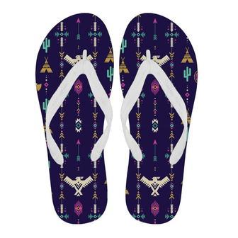 Indians Tribal Native Navajo American Aztec Print Men & Women Flip Flops | Newhawaiianshirts DE