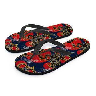 Janpanese Dragon Print Men's Flip Flops | Newhawaiianshirts UK