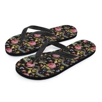 Janpanese Floral Dragon Print Men's Flip Flops | Newhawaiianshirts DE