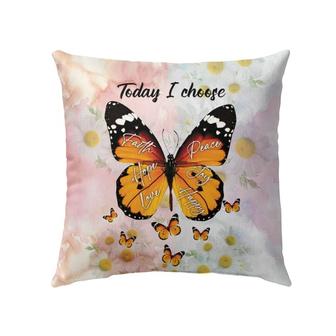 Jesus Pillow - Butterflies, Daisy Pillow - Gift For Christian - I Choose Faith Hope Love Peace Joy Happy Pillow - Monsterry UK