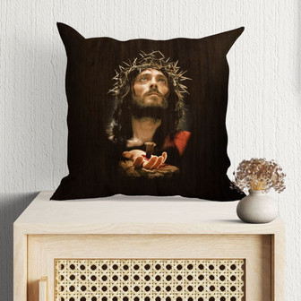 Jesus Pillow - Christian, God Crown Thorns Pillow - Gift For Christian - Jesus' Crucified Hands Pillow - Monsterry