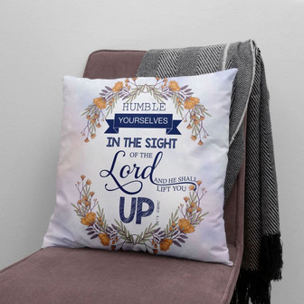Jesus Pillow - Christian, Wreath Pillow - Gift For Christian - James 4:10 Humble Yourselves In The Sight Of The Lord Pillow - Monsterry