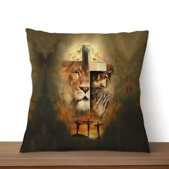 Jesus Pillow - Christian, Cross, Lion Pillow - Gift For Christian - The Lion Of Judah Pillow - Monsterry CA