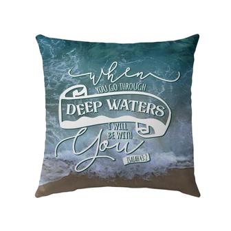 Jesus Pillow - Christian Pillows: I Will Be With You Isaiah 43:2 Bible Verse Pillow, Christian Home Decor - Monsterry UK