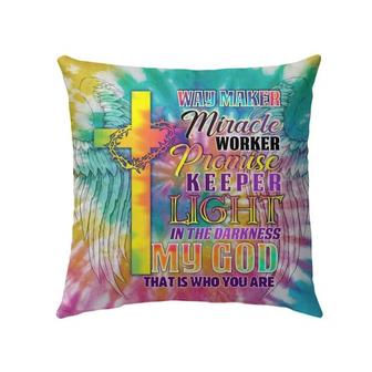 Jesus Pillow - Colorful Cross, Wings Angel Pillow - Gift For Christian - Lyrics Way Maker Miracle Worker Pillow - Monsterry DE