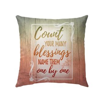 Jesus Pillow - Colorful Frame Pillow - Gift For Christian - Count Your Blessings Name Them One By One Throw Pillow - Monsterry