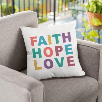 Jesus Pillow - Colorful Text Pillow - Gift For Christian - Faith Hope Love Throw Pillow - Monsterry UK