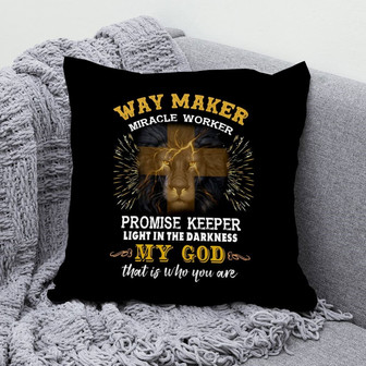 Jesus Pillow - Cross, Lion, God Pillow - Gift For Christian - Way Maker Miracle Worker Pillow - Monsterry