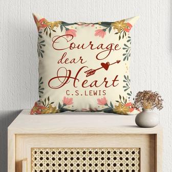 Jesus Pillow - Floral Leaf Frame Pillow - Gift For Christian - Courage Dear Heart Throw Pillow - Monsterry AU