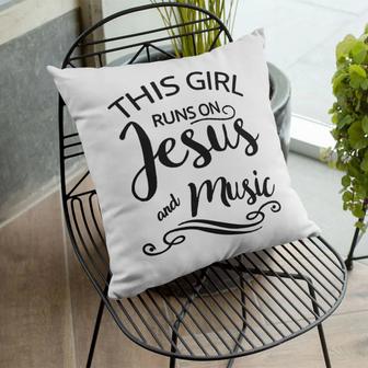 Jesus Pillow - Gift For Christian - This Girl Runs On Jesus And Music Pillow - Monsterry AU