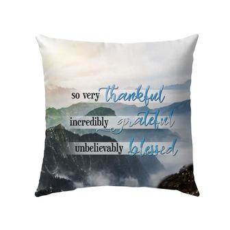 Jesus Pillow - Mountain Pillow - Gift For Christian - Thankful Grateful Blessed Pillow - Monsterry
