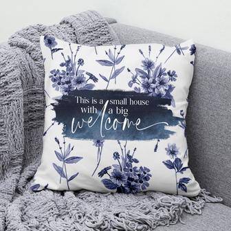 Jesus Pillow - Purple Flower Pillow - Gift For Christian - This Is A Small House With A Big Welcome Pillow - Monsterry UK