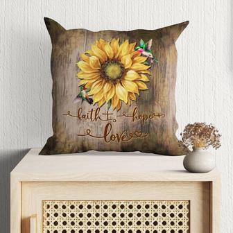 Jesus Pillow - Sunflowers, Hummingbird Pillow - Gift For Christian - Faith Hope Love Throw Pillow - Monsterry UK