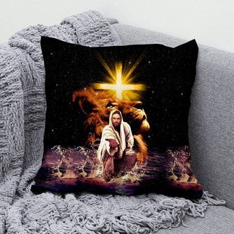 Jesus Pillow - The Lion Of Judah, Hand God Pillow - Gift For Christian - Jesus Reaching Out His Hand Pillow - Monsterry