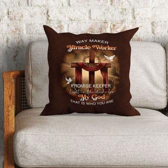 Jesus Pillow - Wooden Cross, Dove, God Pillow - Gift For Christian - Way Maker Miracle Worker Promise Keeper Pillow - Monsterry UK