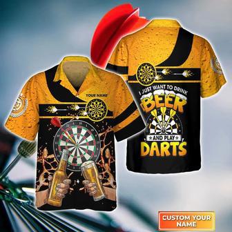 Just Want To Drink Beer And Play Darts. Personalized Name Hawaiian Shirt | Newhawaiianshirts CA