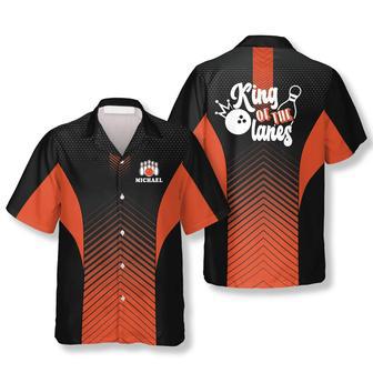 King of the Lanes Orange Custom Bowling Hawaiian Shirt, Gift for Bowler, Personalized Bowling Shirt | Newhawaiianshirts CA