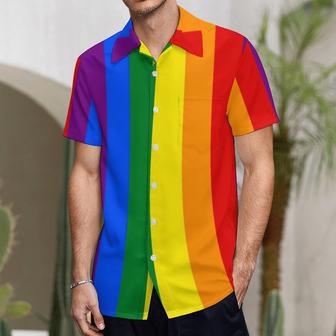 Lgbt Rainbow Gay Pride Flag Hawaiian Vintage Shirt Mens Button Down Plus Size Tropical Hawaii Beach Shirts | Newhawaiianshirts CA