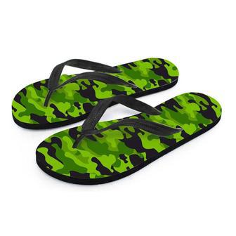 Lime Green Camo Print Men's Flip Flops | Newhawaiianshirts DE