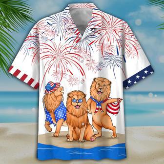 Lion Hawaiian Shirts, Independence's Day Funny Hawaii Shirt, Patriotic Gift, Lion Lover Gift | Newhawaiianshirts UK