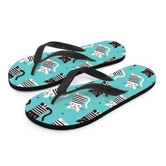 Love Turquoise Cat Print Men's Flip Flops | Newhawaiianshirts AU