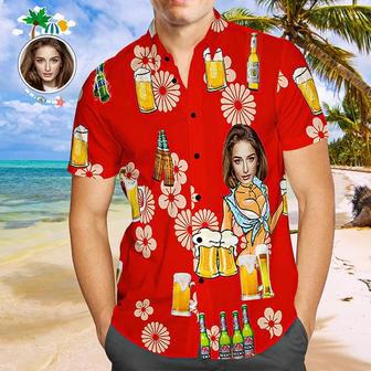 Men Custom Face Girlfriend and Wife All Over Print Hawaiian Shirt, Funny Shirt for Him | Newhawaiianshirts