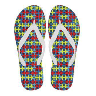 Merchandise Autism Awareness Pattern Print Men & Women Flip Flops | Newhawaiianshirts AU