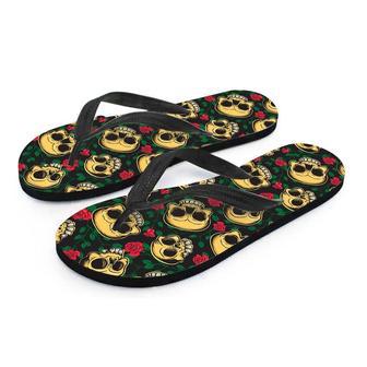 Mexican Rose Skull Men's Flip Flops | Newhawaiianshirts