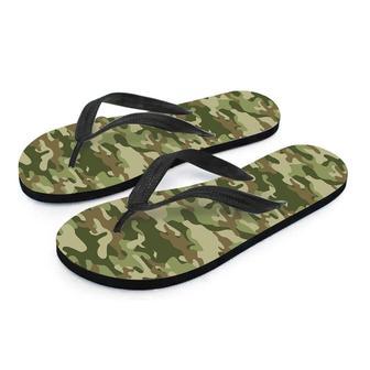 Military Green Camo Print Men's Flip Flops | Newhawaiianshirts AU