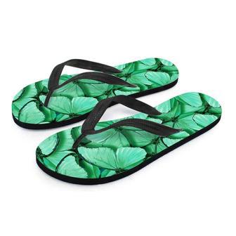 Mint Green Butterfly Print Men's Flip Flops | Newhawaiianshirts DE