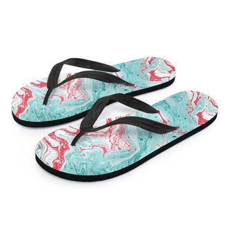 Mixed Red And Turquoise Marble Men's Flip Flops | Newhawaiianshirts DE