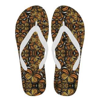 Monarch Butterfly Pattern Print Men & Women Flip Flops | Newhawaiianshirts CA