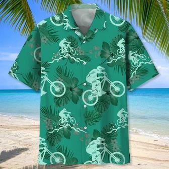 Mountain Bike Kelly Green, Biker Hawaii Aloha Beach Shirts, Mountain Bike Hawaiian Shirts | Newhawaiianshirts DE