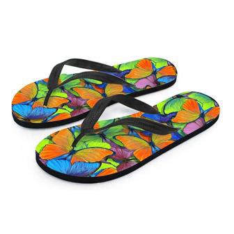 Multicolor Butterfly Print Men's Flip Flops | Newhawaiianshirts AU