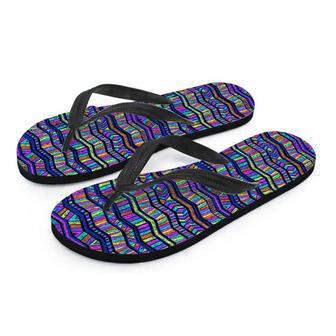 Multicolor Indian Aztec Doodle Elements Abstract Men's Flip Flops | Newhawaiianshirts CA