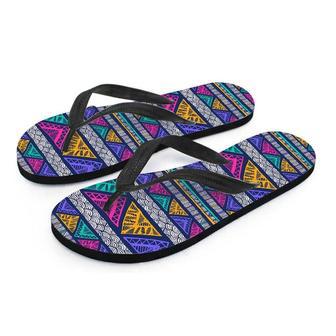 Multicolor Native Aztec Abstract Doodle Men's Flip Flops | Newhawaiianshirts DE