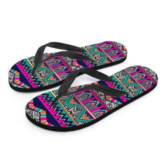 Multicolor Native Aztec Doodle Abstract Men's Flip Flops | Newhawaiianshirts