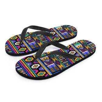 Multicolor Native Aztec Doodle Element Men's Flip Flops | Newhawaiianshirts AU