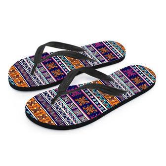 Multicolor Native Aztec Geometric Hipster Men's Flip Flops | Newhawaiianshirts CA