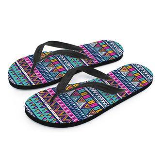 Multicolor Native Aztec Trippy Striped Men's Flip Flops | Newhawaiianshirts AU