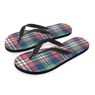 Multicolor Plaid Tartan Men's Flip Flops | Newhawaiianshirts CA