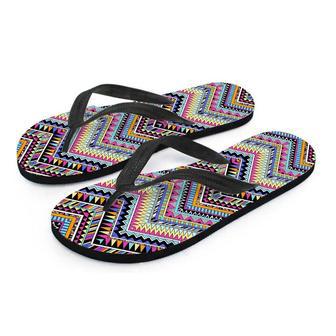 Multicolor Zigzag Indian Aztec Men's Flip Flops | Newhawaiianshirts DE