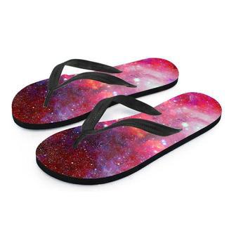 Nebula Red Galaxy Space Men's Flip Flops | Newhawaiianshirts CA